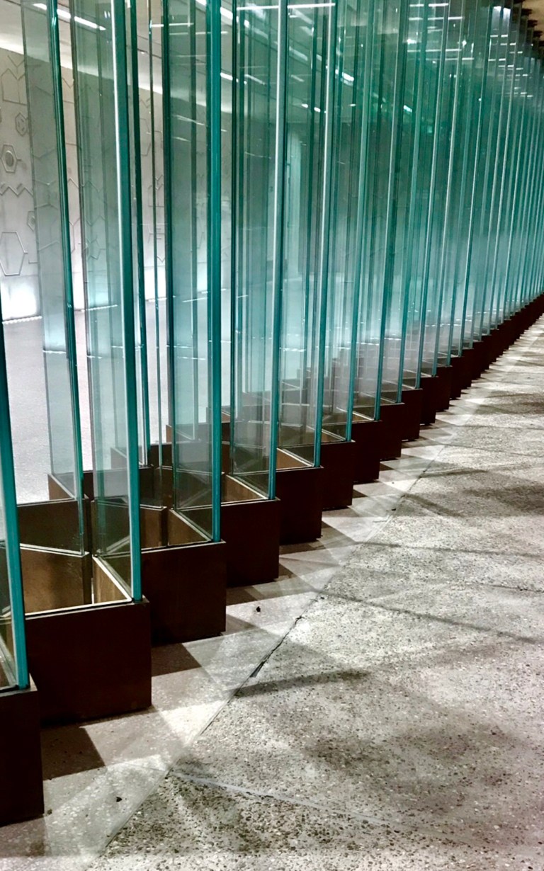 Hackney Wick Station’s Molecular Glass Wall Installation and future public underpass lighting by Collaborating Artist Wendy Hardie - photo 2018