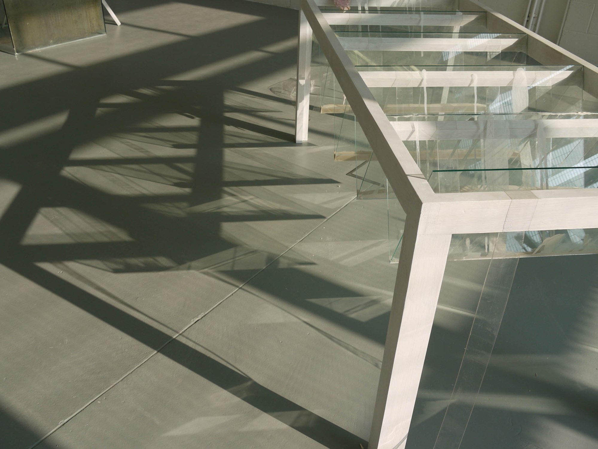 Art work by Artist Wendy Hardie 2013 sculpture -glass, timber, silicon, clay slip.