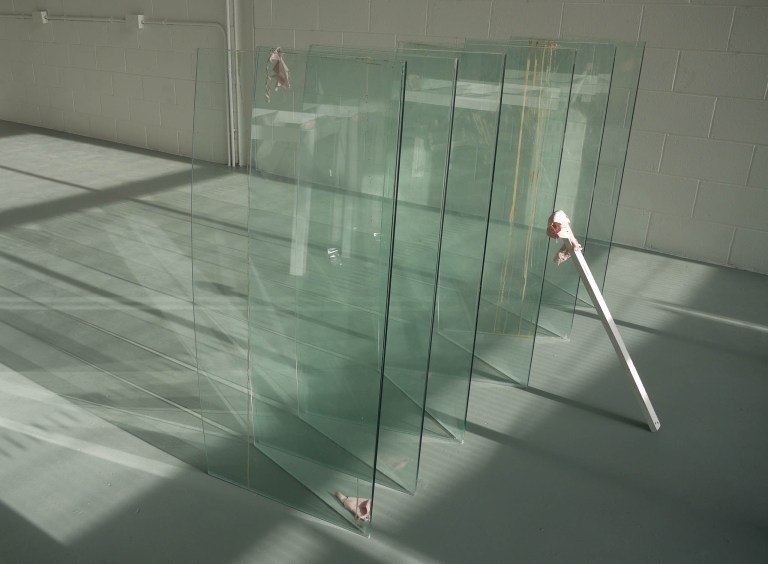 Artist Wendy Hardie’s Sculpture ‘untitled’ Glass Concertina 3.m x 1.2m