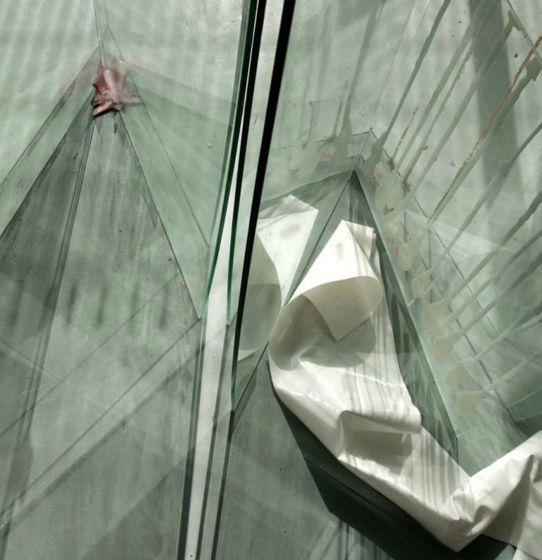 Wendy Hardie -Artist’s Photographic detail of Glass Concertina Sculpture 4m x 1.2m