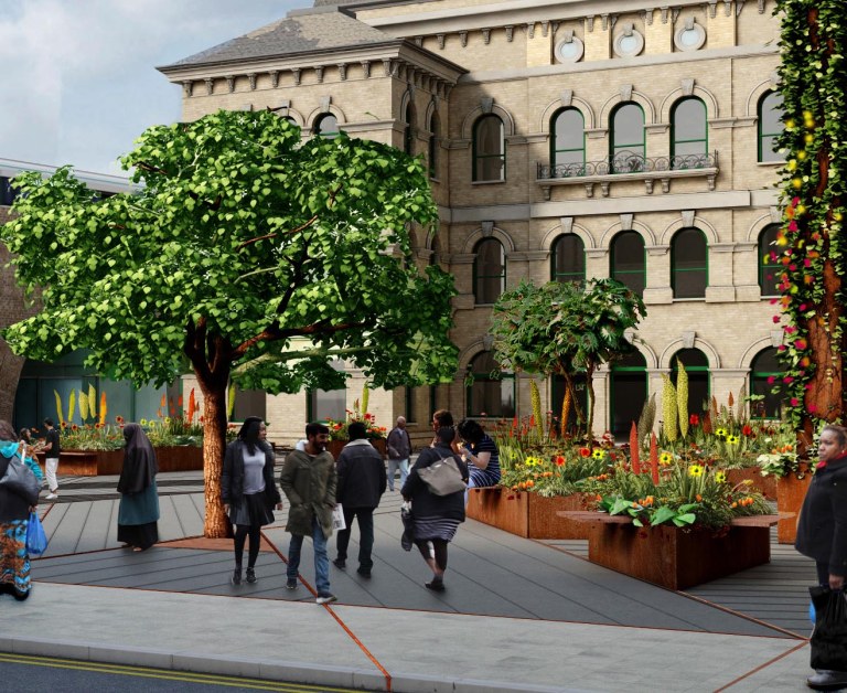 Peckham Rye Square, Double Viaduct and Blenheim Grove Community Building 2015 - ongoing. Artist and designer Wendy Hardie in collaboration with Landolt + Brown Architects.