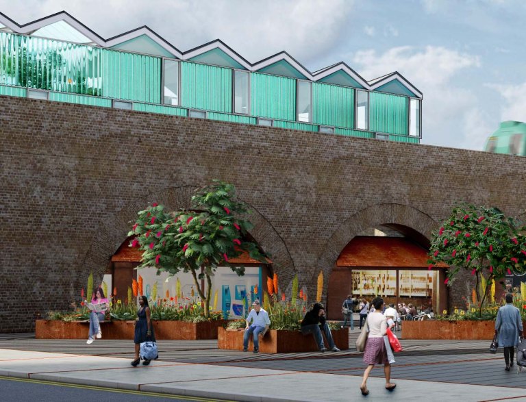 Peckham Rye Square, Double Viaduct and Blenheim Grove Community Building 2015 - ongoing. Artist and designer Wendy Hardie in collaboration with Landolt + Brown Architects.