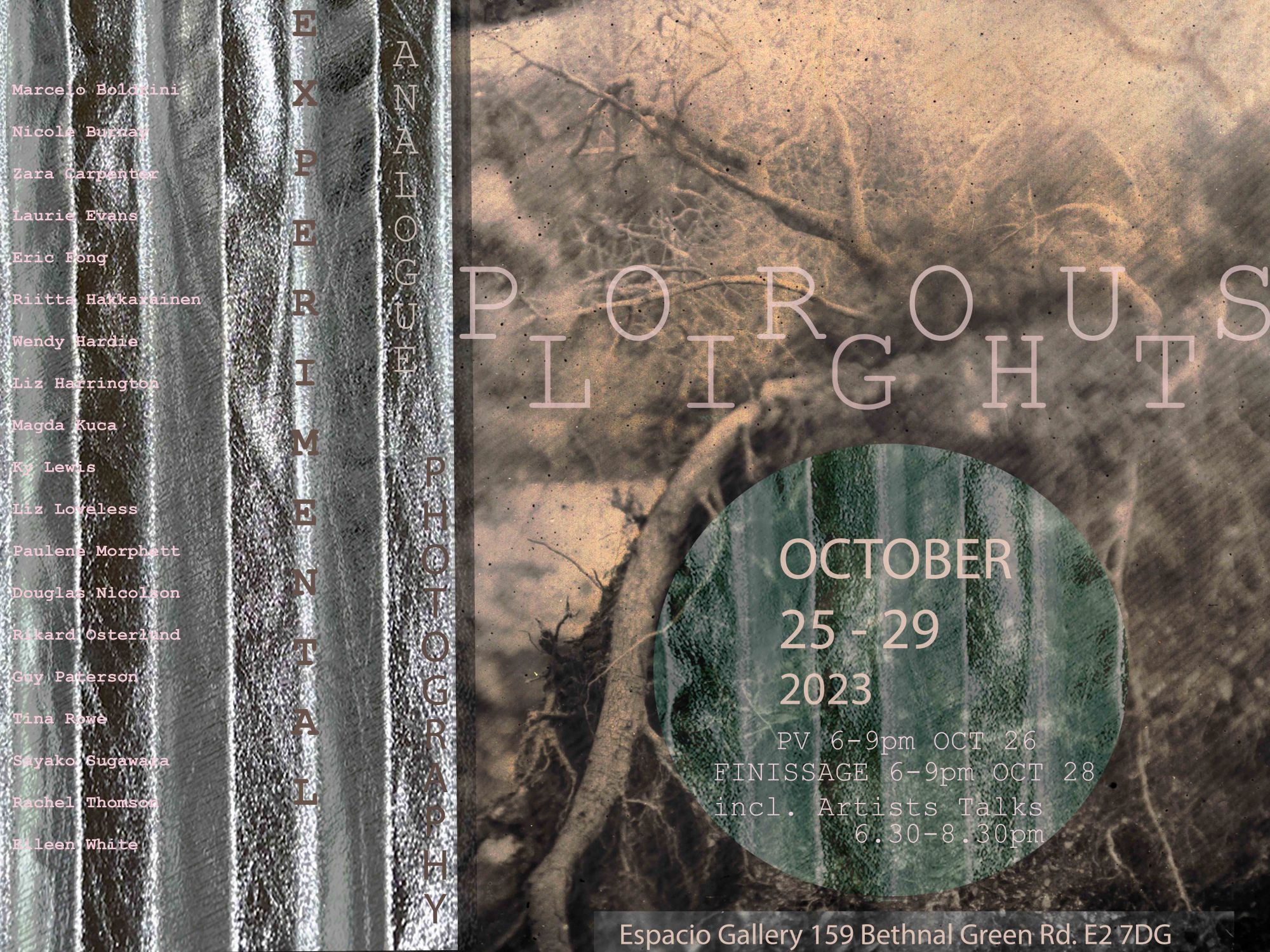 Poster artwork created by artist Wendy Hardie for the group show of 19 fine art experimental analogue photographers