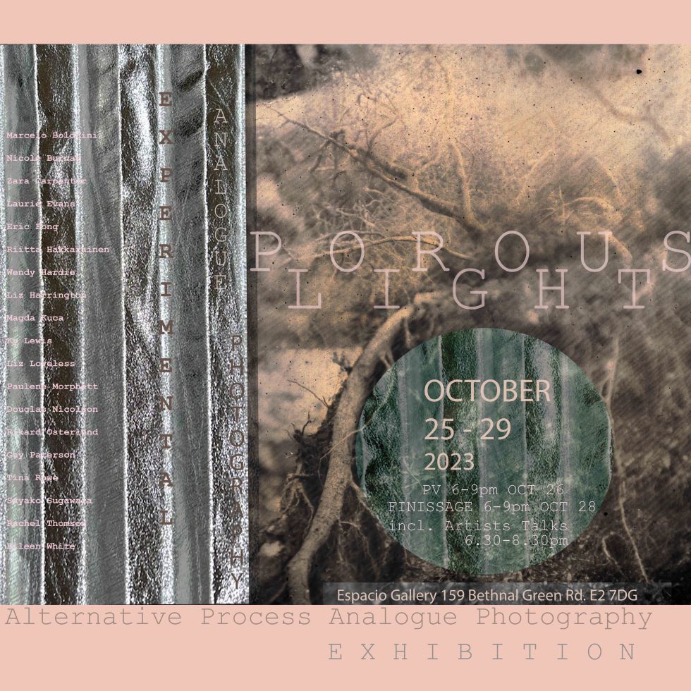 Poster artwork created by artist Wendy Hardie for the group show of 19 fine art experimental analogue photographers